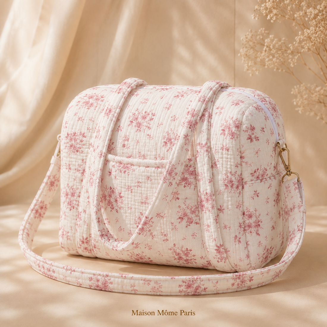 Sac à langer Fleur de coton rose