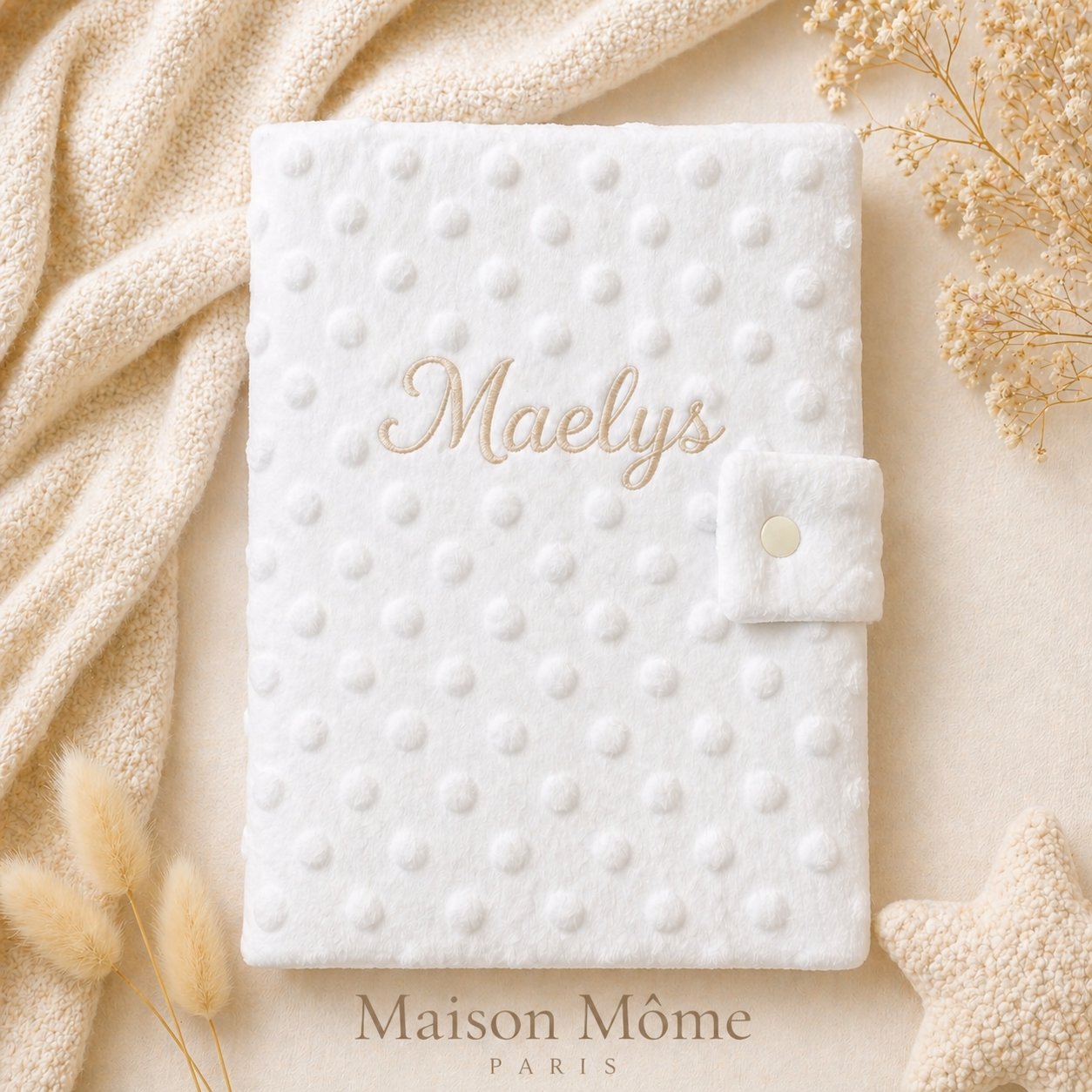 Protège carnet de santé Minky Blanc