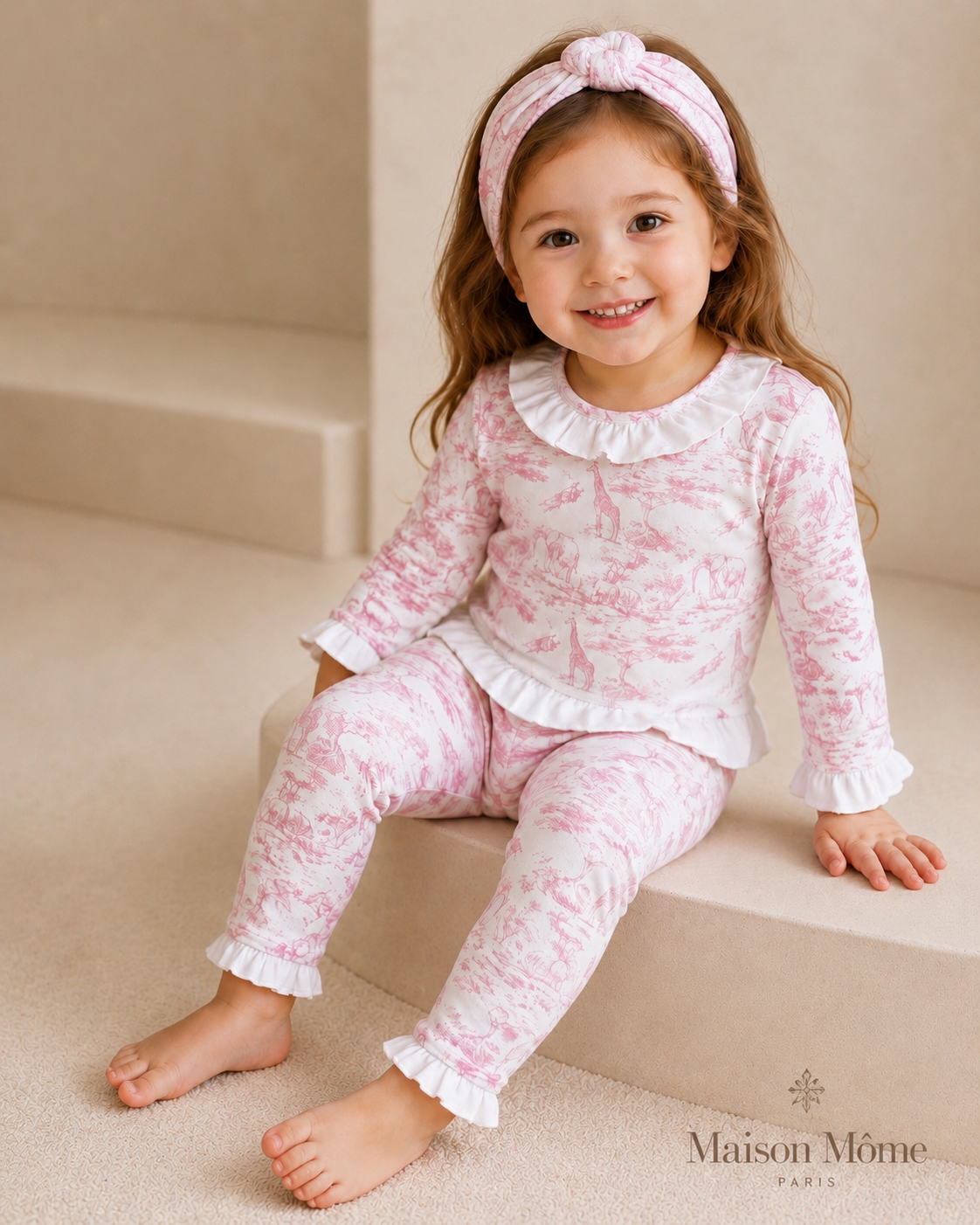 Ensemble Pyjama Toile de Jouy rose