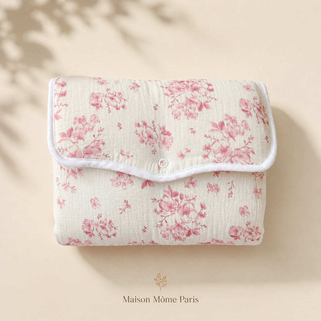 Tapis à langer nomade Fleur de Coton rose