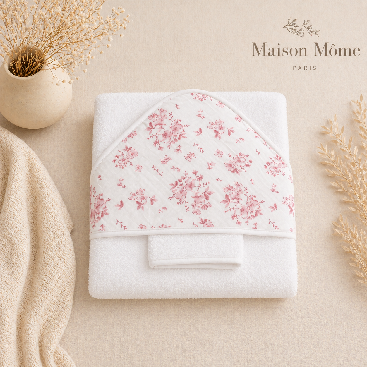Parure de bain Fleur de coton rose