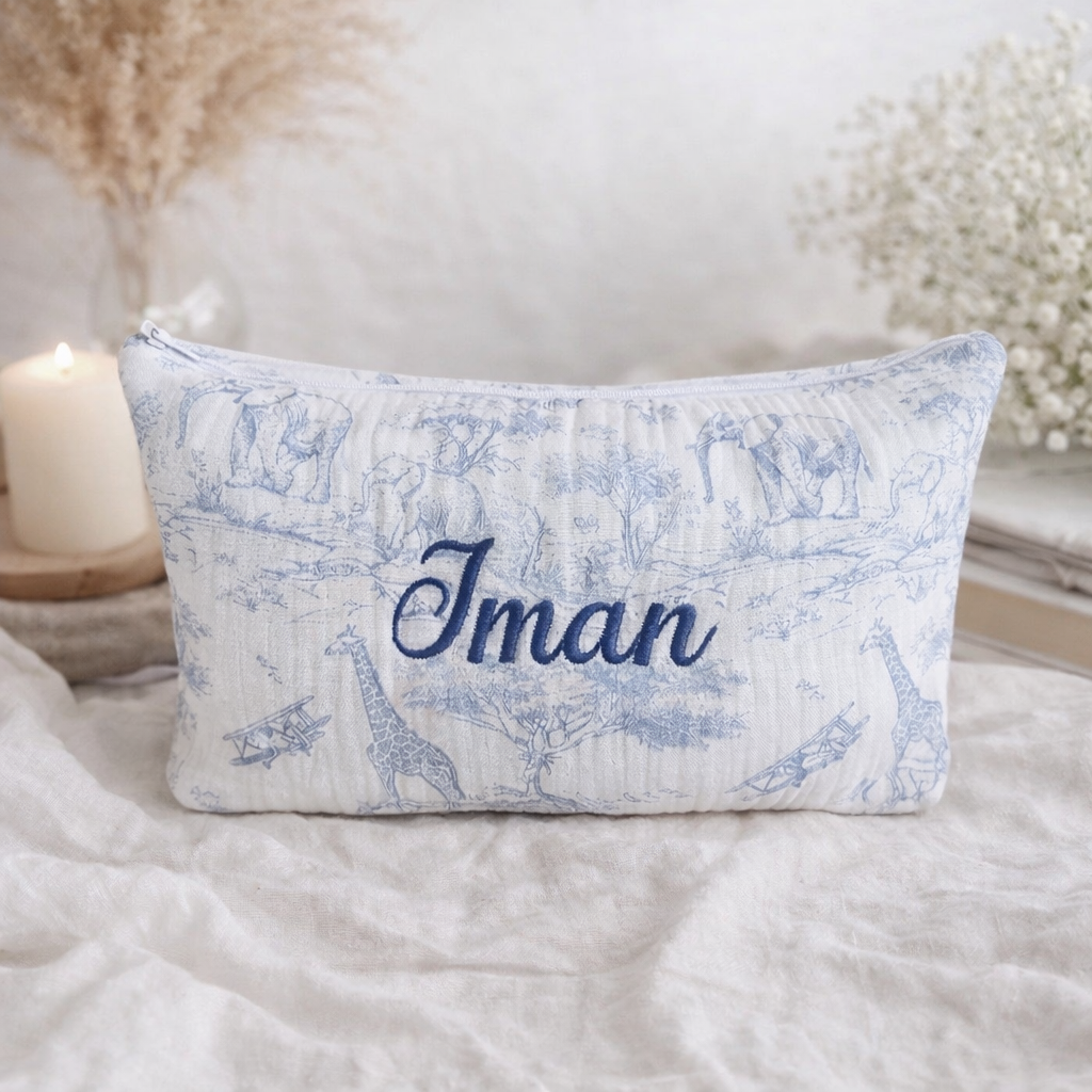 Pochette motif toile de Jouy