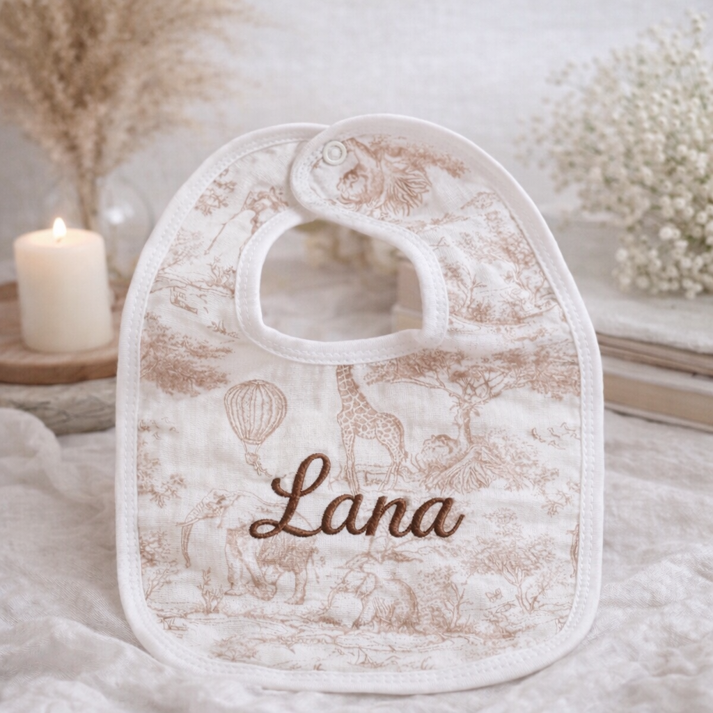 Bavoir motif toile de Jouy