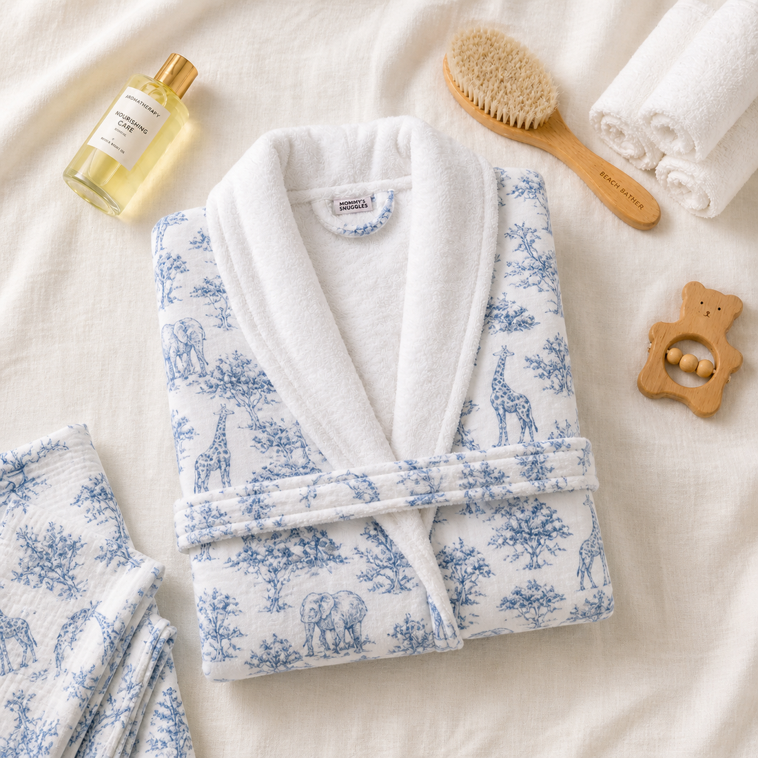 Pack Peignoir Maman et bébé Bleu