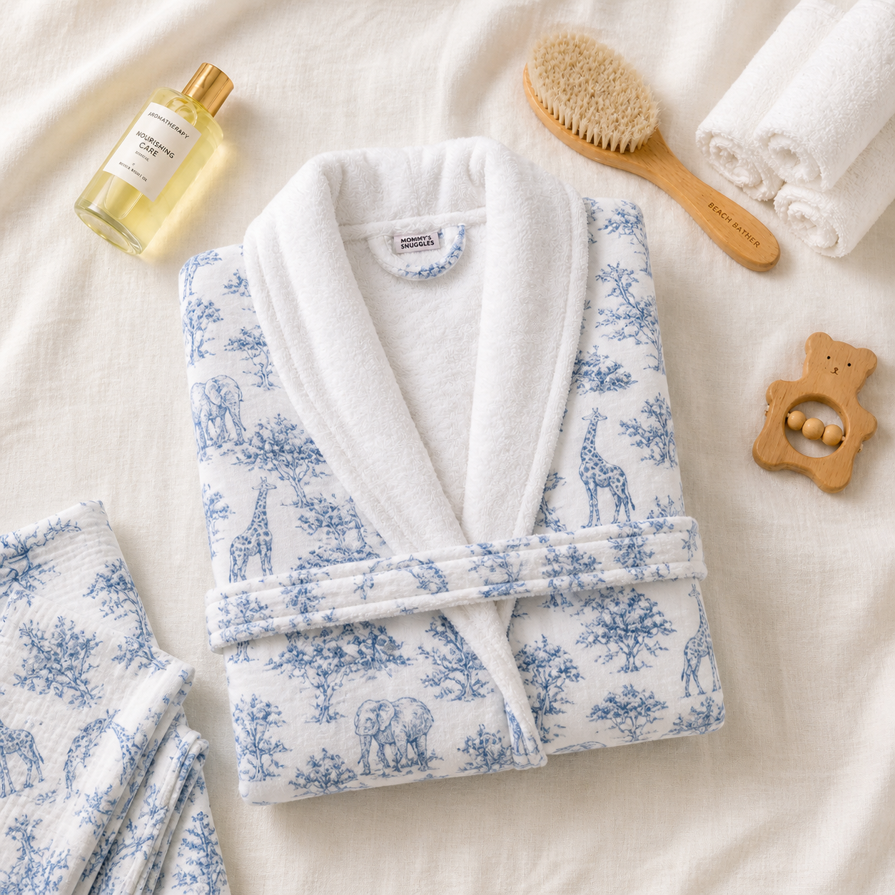 Pack Peignoir Maman et bébé Bleu
