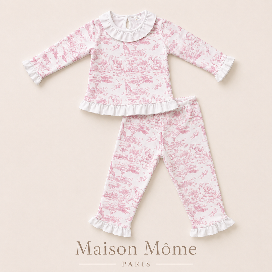 Ensemble Pyjama Toile de Jouy rose