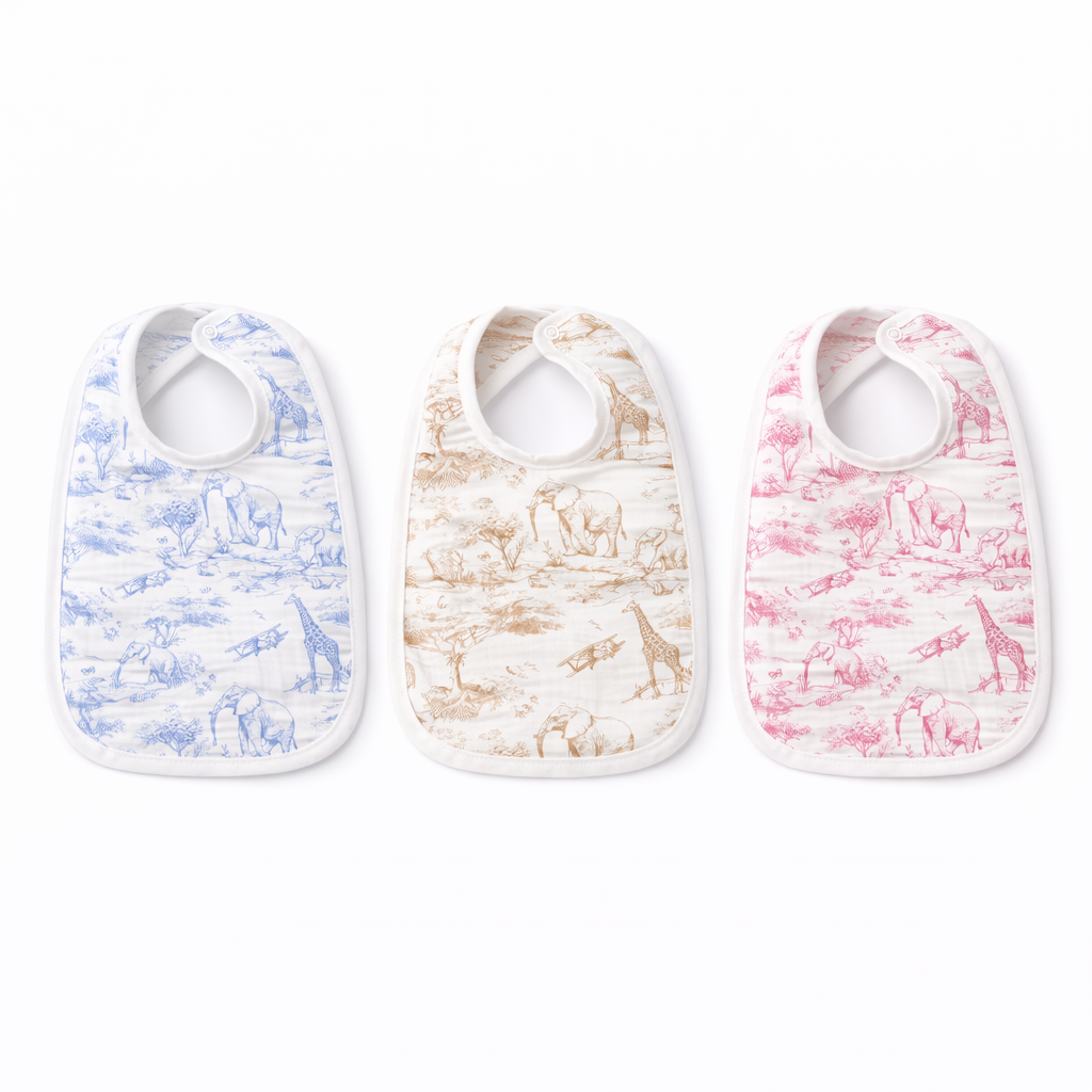 Bavoir motif toile de Jouy