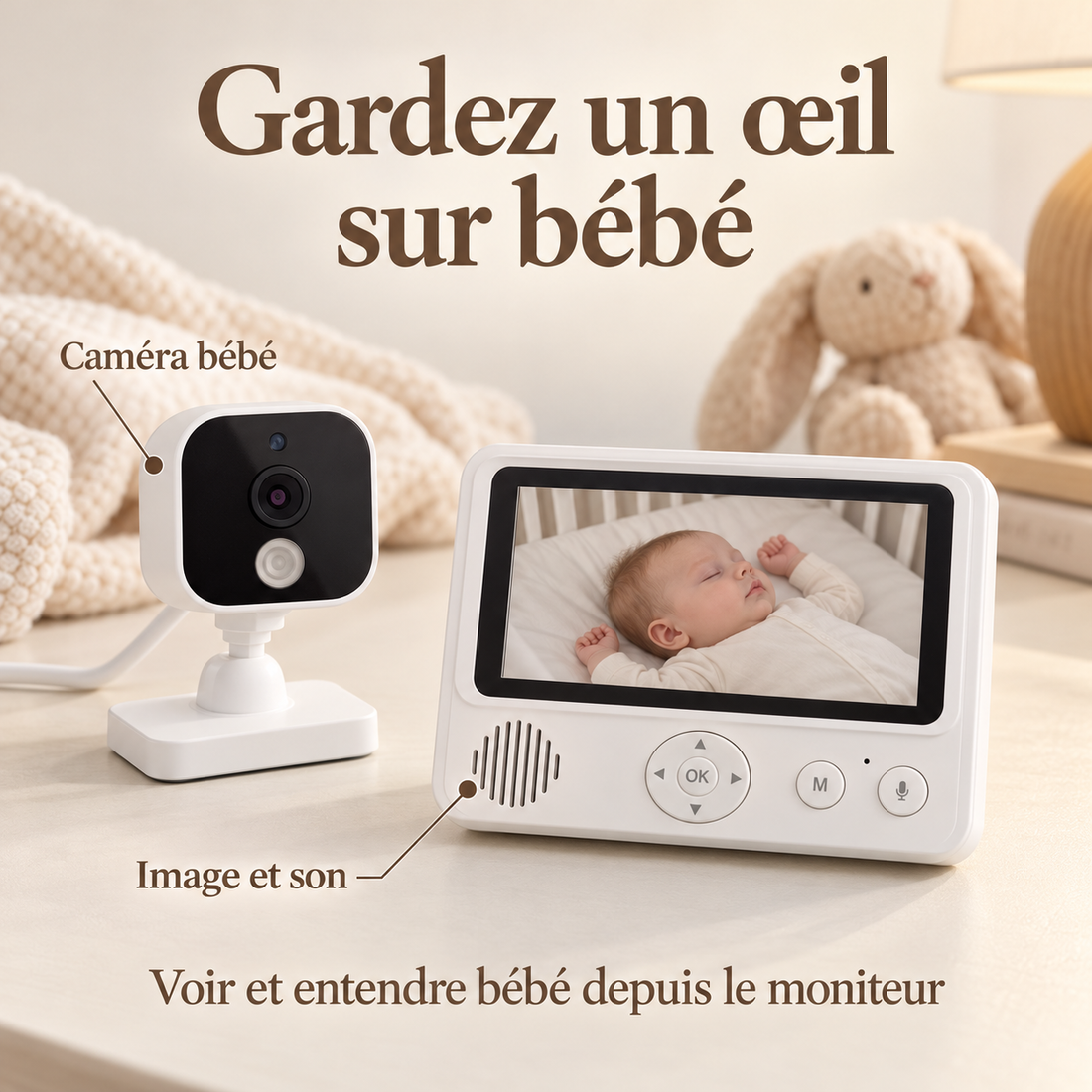 Voir et entendre bébé depuis le moniteur
