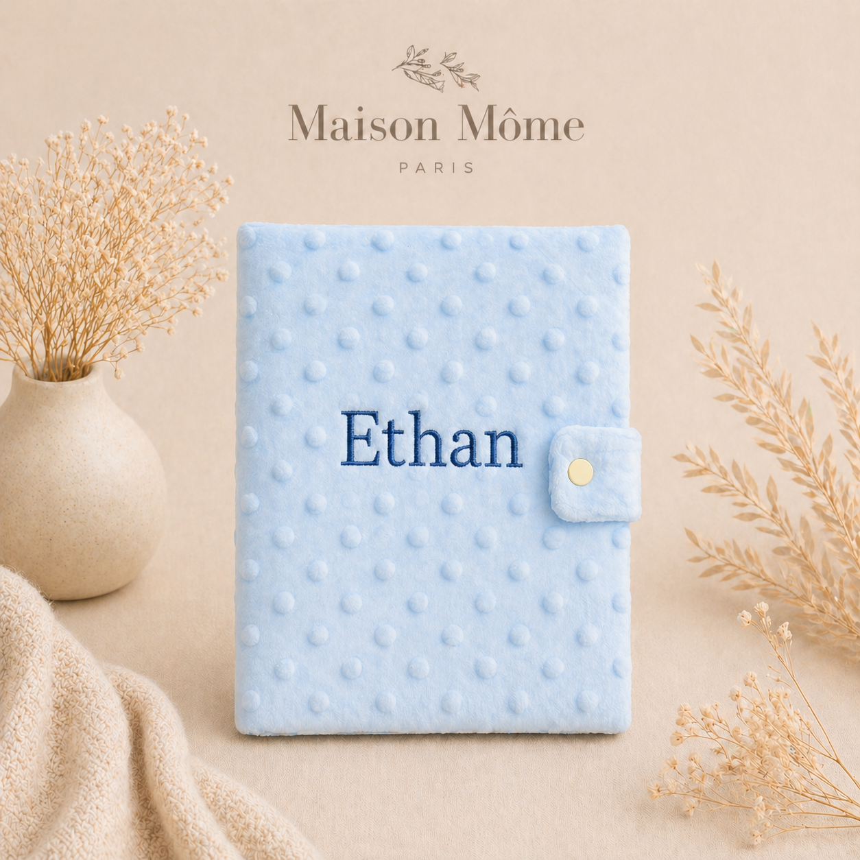 Protège carnet de santé Minky Bleu