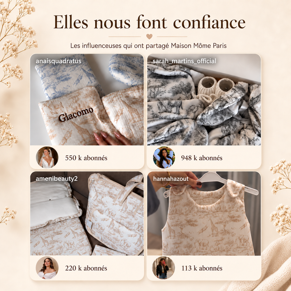 Elles nous font confiance — Anaïs Quadratus, Sarah Martins, Ameni Beauty et Hanna Hazout avec leurs photos de profil et nombres d’abonnés Instagram