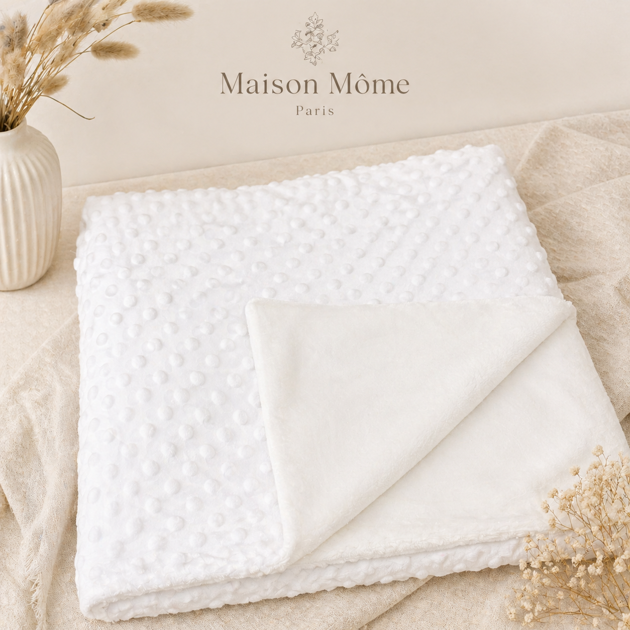 Plaid Minky Blanc