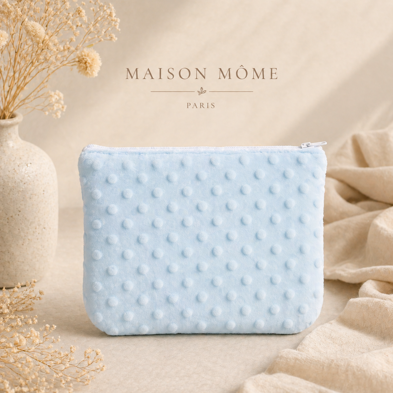 Pochette Minky bleu