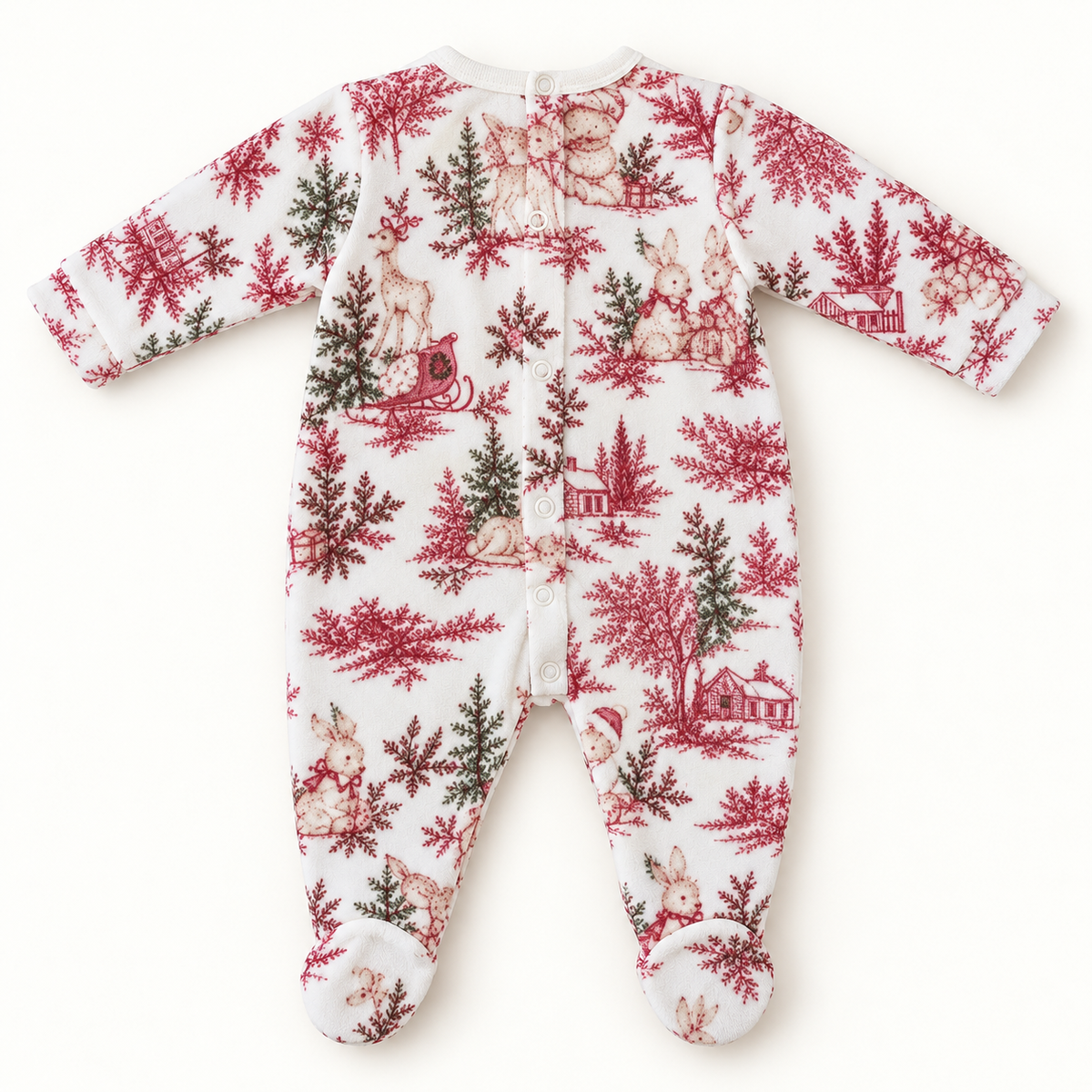 Pyjama bébé Noël, vue de dos avec boutons-pression
