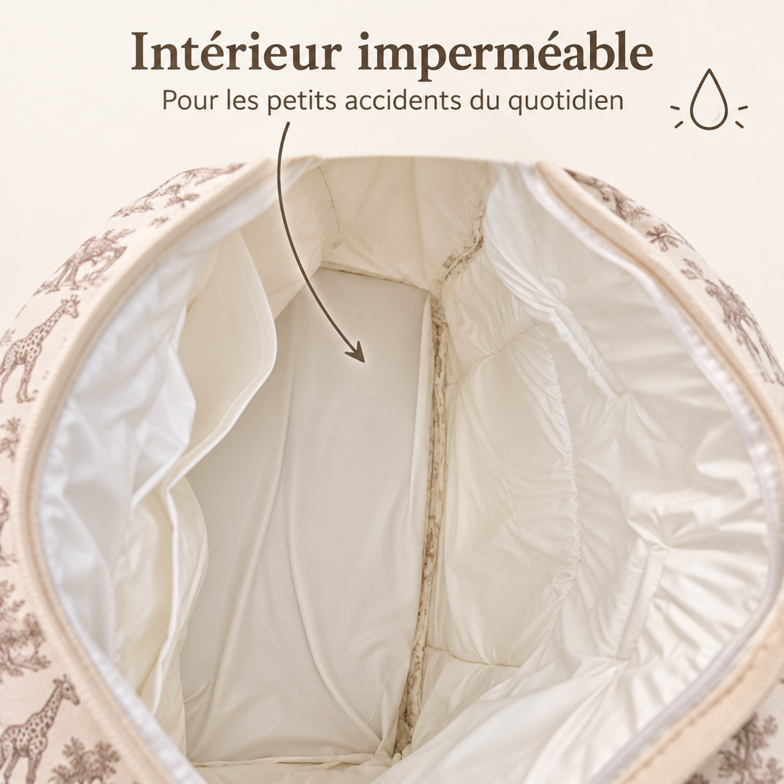 Intérieur imperméable du sac à langer — détail de la doublure