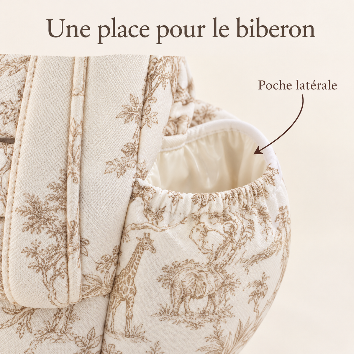 Une place pour le biberon — poche latérale du sac à langer