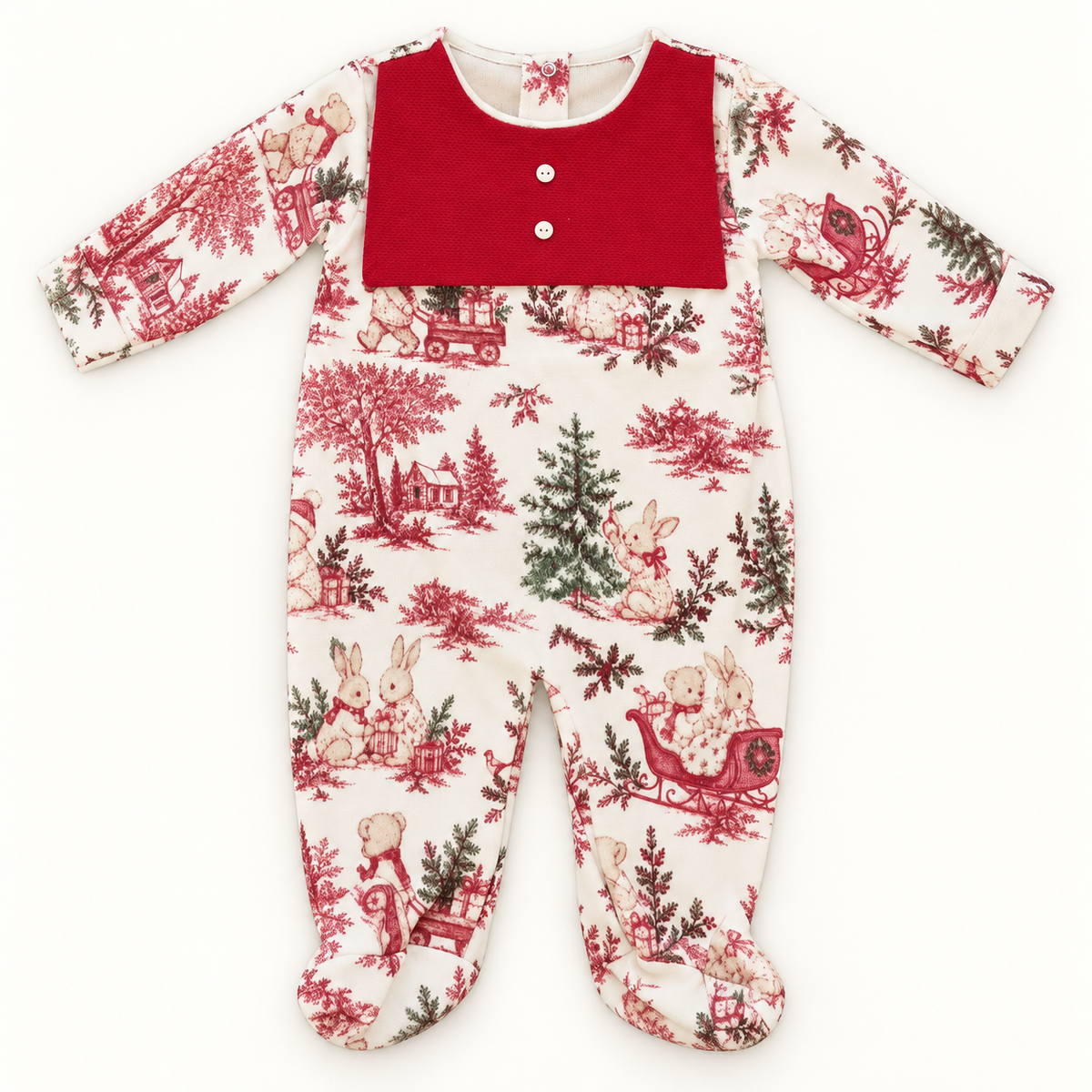 Tenue bébé Noël à plastron rouge – vue de face